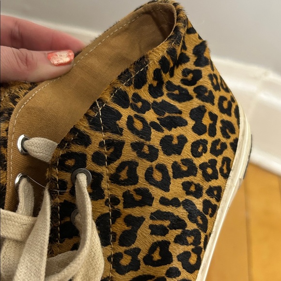 Seavee Calf Hair Leopard Print Ankle Sneakers with White Laces - Picture 6 of 8